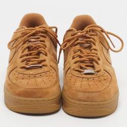 مملوكة مسبقًا Nike x Supreme Air Force 1 SP Wheat Size 43 Brown Nubuck Leather Low Top Sneakers