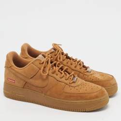 مملوكة مسبقًا Nike x Supreme Air Force 1 SP Wheat Size 43 Brown Nubuck Leather Low Top Sneakers