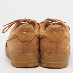 مملوكة مسبقًا Nike x Supreme Air Force 1 SP Wheat Size 43 Brown Nubuck Leather Low Top Sneakers