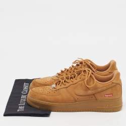 مملوكة مسبقًا Nike x Supreme Air Force 1 SP Wheat Size 43 Brown Nubuck Leather Low Top Sneakers