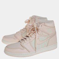 Pre Owned Nike x Jordan Beige Leather And Nylon OG Guava Ice Air Jordan 1 Retro High Top Sneakers Size 41