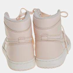 Pre Owned Nike x Jordan Beige Leather And Nylon OG Guava Ice Air Jordan 1 Retro High Top Sneakers Size 41