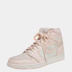 Pre Owned Nike x Jordan Beige Leather And Nylon OG Guava Ice Air Jordan 1 Retro High Top Sneakers Size 41