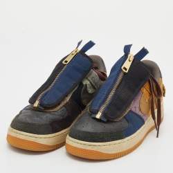 Pre Owned Nike Air Multicolor Leather And Canvas Force 1 Low Travis Scott Cactus Jack Sneakers Size 39