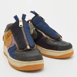 Pre Owned Nike Air Multicolor Leather And Canvas Force 1 Low Travis Scott Cactus Jack Sneakers Size 39