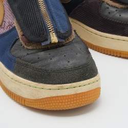 Pre Owned Nike Air Multicolor Leather And Canvas Force 1 Low Travis Scott Cactus Jack Sneakers Size 39