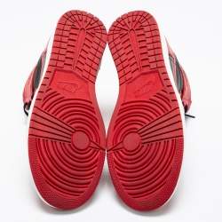 Pre Owned Nike Red/Black Leather Air Jordan 1 High Top Sneakers Size 47