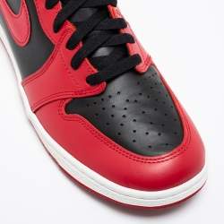 Pre Owned Nike Red/Black Leather Air Jordan 1 High Top Sneakers Size 47