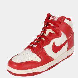 Pre Owned Nike Red/White Dunk High Sneakers 1999 Size US 7.5/EU 40.5