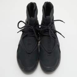 Pre Owned Nike Air X Fear Of God Black Leather and Mesh High Top Sneakers Size 42.5