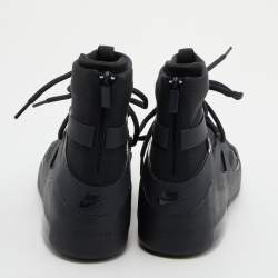 Pre Owned Nike Air X Fear Of God Black Leather and Mesh High Top Sneakers Size 42.5