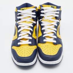 Nike Blue/Yellow Leather Dunk Michigan High Top Sneakers Size 45