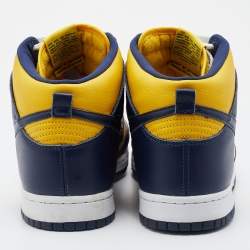 Nike Blue/Yellow Leather Dunk Michigan High Top Sneakers Size 45