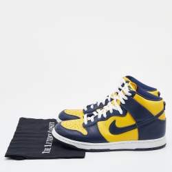 Nike Blue/Yellow Leather Dunk Michigan High Top Sneakers Size 45