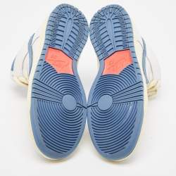 Pre Owned Nike SB Dunk White/Blue Leather Atlas Lost High Sneakers Size 45.5