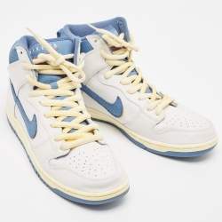 Pre Owned Nike SB Dunk White/Blue Leather Atlas Lost High Sneakers Size 45.5