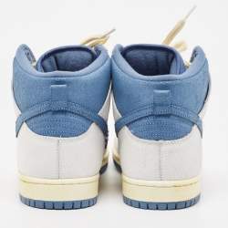 Pre Owned Nike SB Dunk White/Blue Leather Atlas Lost High Sneakers Size 45.5