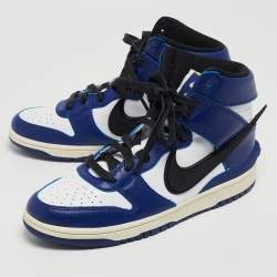 Pre Owned Nike x Ambush Blue/White Leather Dunk High Deep Royal Sneakers Size 42