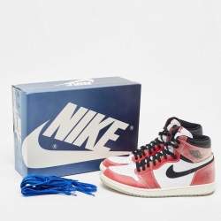 Pre Owned Nike Air Jordan Red/White Leather Jordan 1 Retro High Trophy Room Chicago Sneakers Size 47