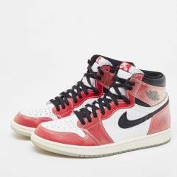 Pre Owned Nike Air Jordan Red/White Leather Jordan 1 Retro High Trophy Room Chicago Sneakers Size 47