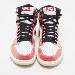 Pre Owned Nike Air Jordan Red/White Leather Jordan 1 Retro High Trophy Room Chicago Sneakers Size 47