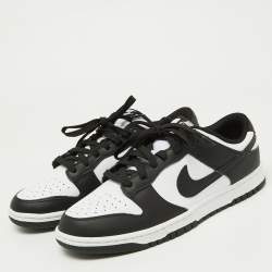 Nike Black/White Leather Dunk Low Top Sneakers Size 45