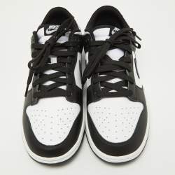 Nike Black/White Leather Dunk Low Top Sneakers Size 45