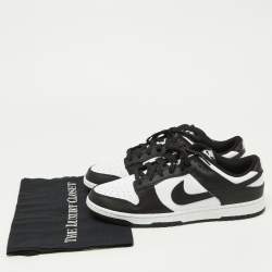 Nike Black/White Leather Dunk Low Top Sneakers Size 46