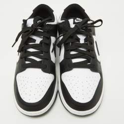 Nike Black/White Leather Dunk Low Top Sneakers Size 46