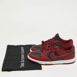 Nike Red/Black Leather Dunk Low Top "Team Red" Sneakers Size 40