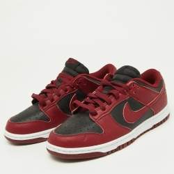 Nike Red/Black Leather Dunk Low Top "Team Red" Sneakers Size 40