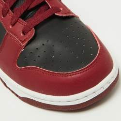 Nike Red/Black Leather Dunk Low Top "Team Red" Sneakers Size 42