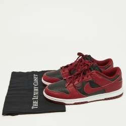 Nike Red/Black Leather Dunk Low Top "Team Red" Sneakers Size 42