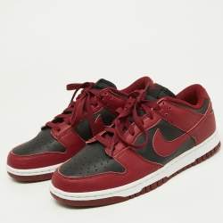 Nike Red/Black Leather Dunk Low Top "Team Red" Sneakers Size 42