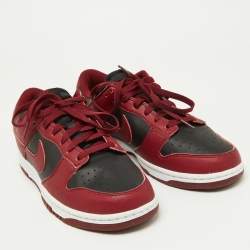 Nike Red/Black Leather Dunk Low Top "Team Red" Sneakers Size 42