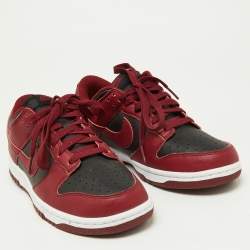 Nike Red/Black Leather Dunk Low Top "Team Red" Sneakers Size 40