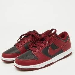 Nike Red/Black Leather Dunk Low Top "Team Red" Sneakers Size 40