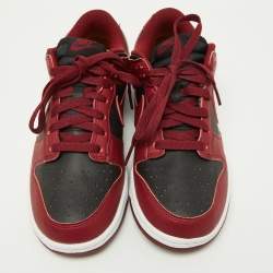 Nike Red/Black Leather Dunk Low Top "Team Red" Sneakers Size 40