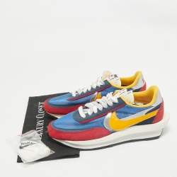 Pre Owned Nike x Sacai Multicolor Mesh and Leather LDWaffle Varsity Blue Sneakers Size 42.5