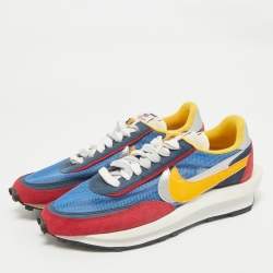 Pre Owned Nike x Sacai Multicolor Mesh and Leather LDWaffle Varsity Blue Sneakers Size 42.5