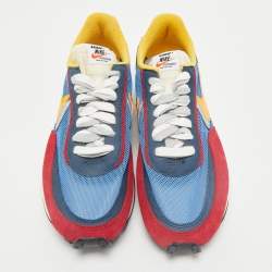 Pre Owned Nike x Sacai Multicolor Mesh and Leather LDWaffle Varsity Blue Sneakers Size 42.5