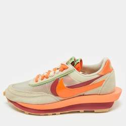 Nike x Sacai Multicolor Suede and Mesh LD Waffle CLOT Kiss of Death Orange Blaze Sneakers Size 42.5