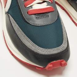 Pre Owned Nike x Sacai x Undercover LD Waffle Midnight Spruce University Red Size 45 Multicolor Leather and Nylon Low Top Sneakers