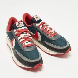 Pre Owned Nike x Sacai x Undercover LD Waffle Midnight Spruce University Red Size 45 Multicolor Leather and Nylon Low Top Sneakers
