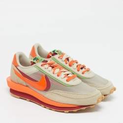 Pre Owned Nike x Sacai LD Waffle CLOT Kiss of Death Size 45 Multicolor Leather and Suede Low Top Sneakers