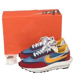 Nike x Sacai Multicolor Mesh And Suede Vaporwaffle Low Top Sneakers Size 40.5