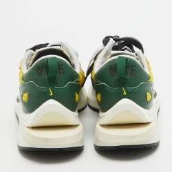 Nike x Sacai Green/Yellow Mesh and Suede Vaporwaffle Sneakers Size 43