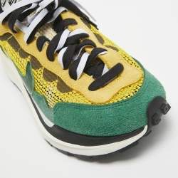 Nike x Sacai Green/Yellow Mesh and Suede Vaporwaffle Sneakers Size 43