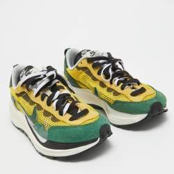 Nike x Sacai Green/Yellow Mesh and Suede Vaporwaffle Sneakers Size 43