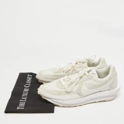 Nike x Sacai White/Grey Suede and Nylon LD Waffle Sneakers Size 46